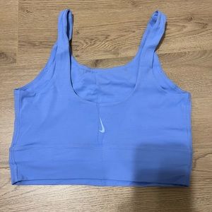 Nike Yoga luxe Infinalon dri-fit crop top/sports bra in sky blue